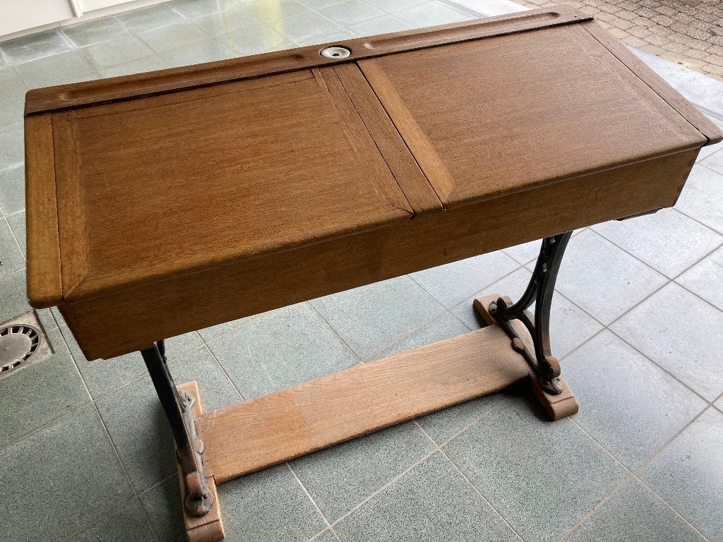 antieke houten schoolbank, Huis en Inrichting, Ophalen, Opbergruimte, Gebruikt, Hout