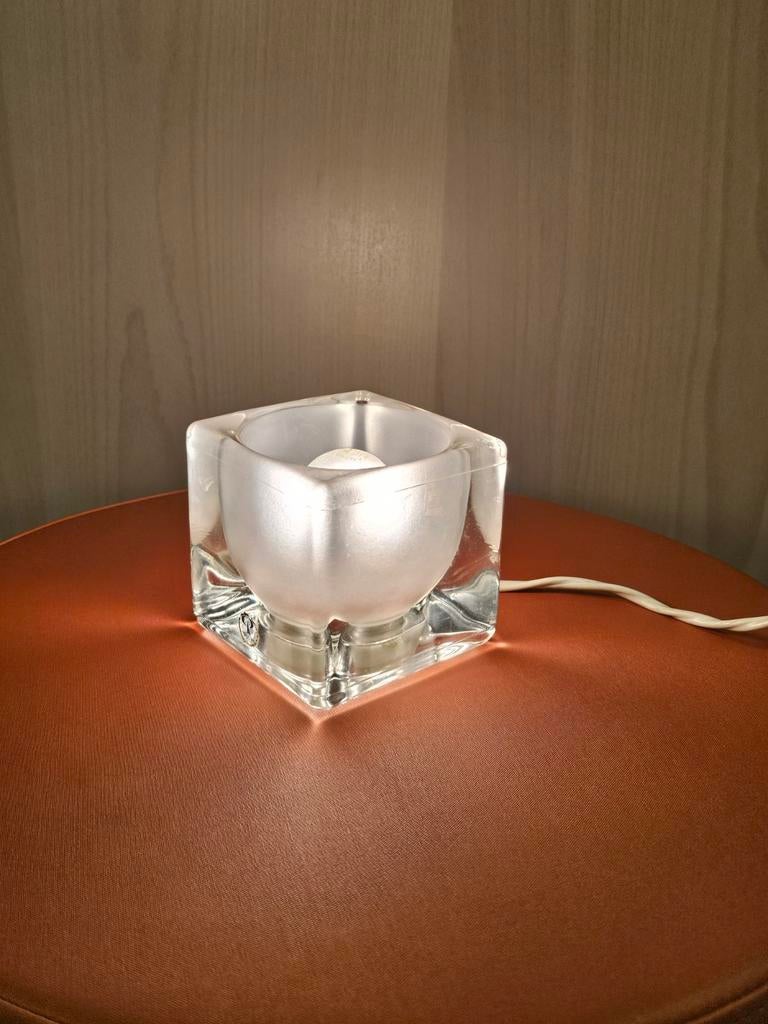Vintage German Glass  Cube Table Lamp from Peill & Putzler, Ophalen of Verzenden