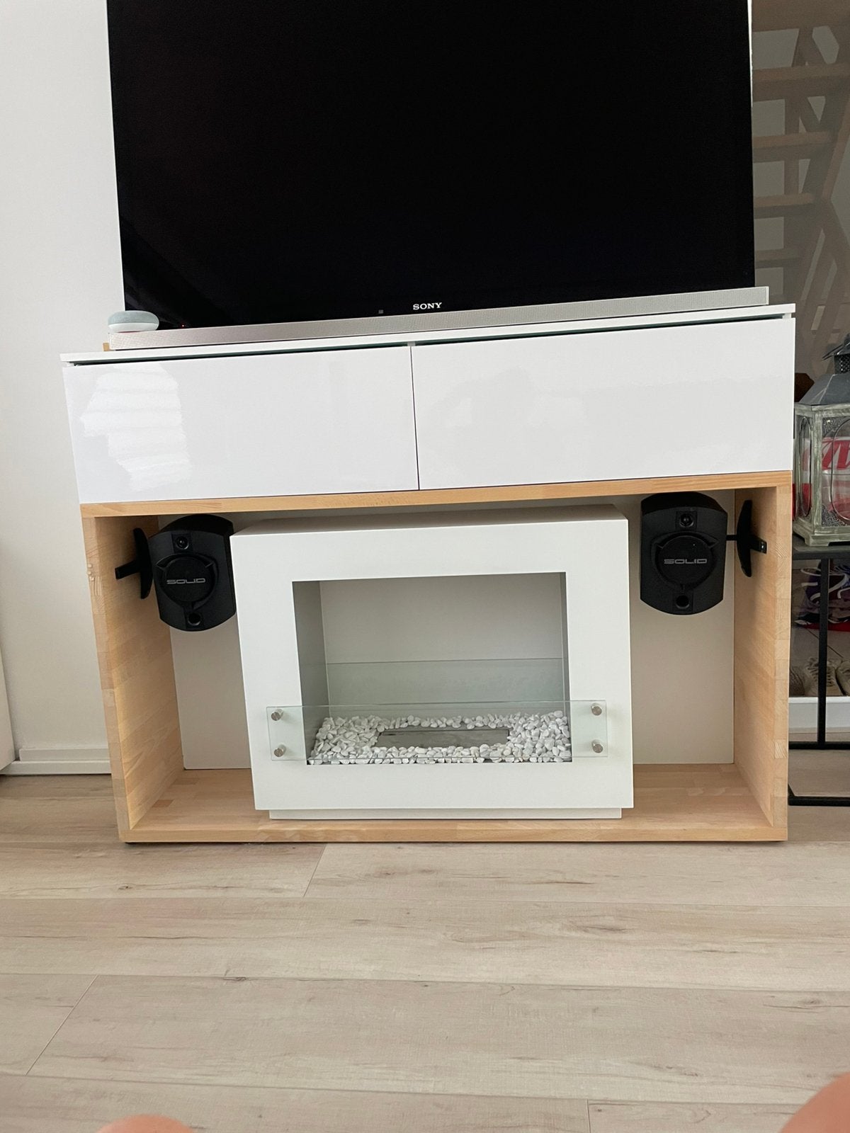 Tv meubel of kast met bio ethanolhaard, Ophalen, Gebruikt, 100 tot 150 cm, 100 tot 150 cm