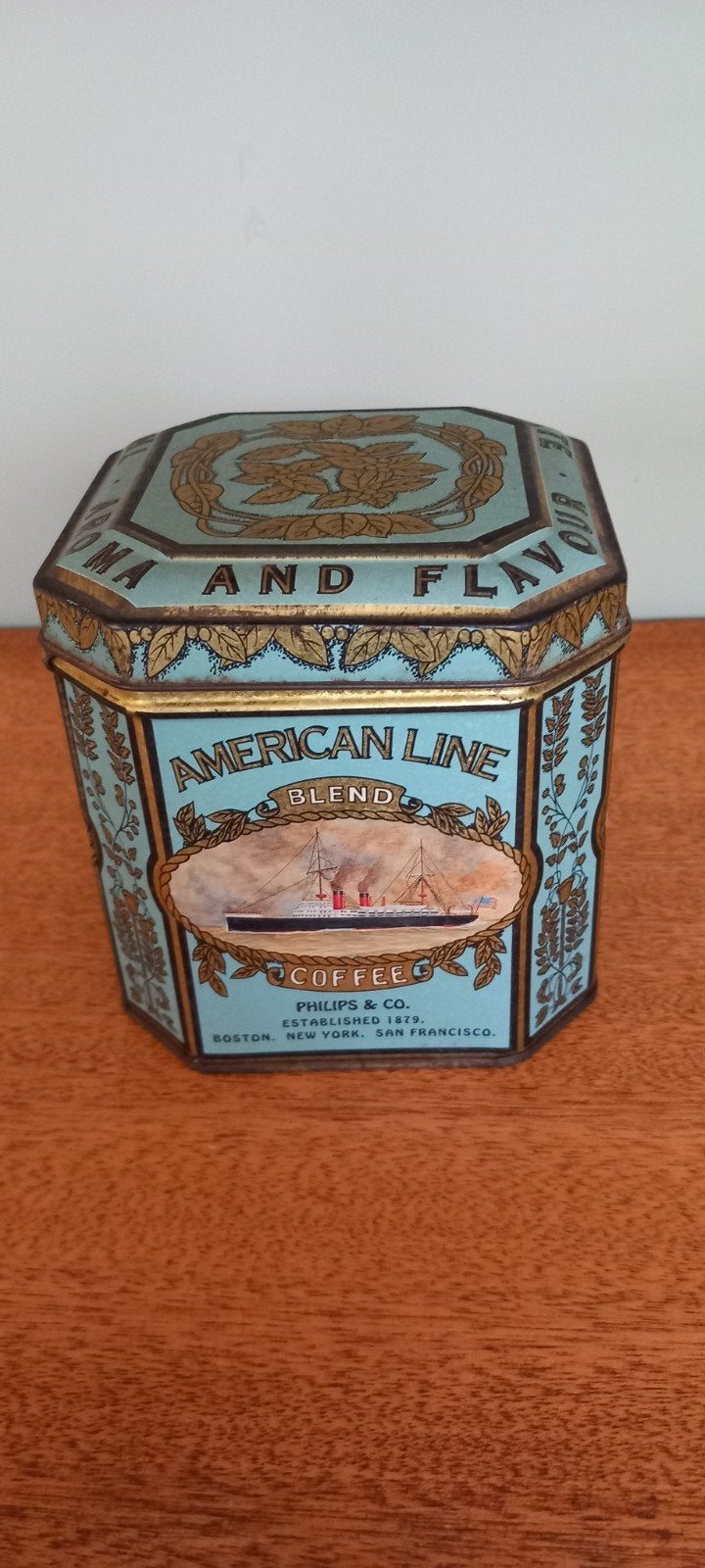 Ancienne boîte métallique American Line Blend Coffee, Collections, Enlèvement ou Envoi, Comme neuf, Café, Autres marques