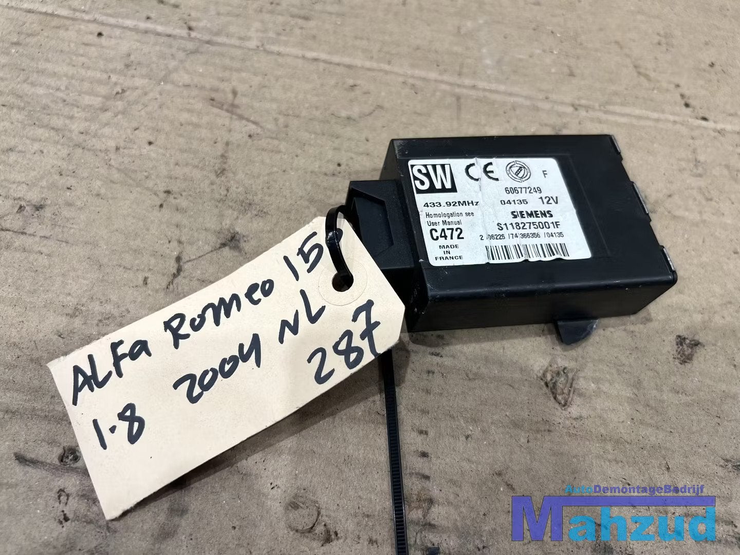 ALFA ROMEO 156 Radio computer relais 60677249 1997-2005, Gebruikt, Dpofca@stellantis.com, Stellantis Europe S.p.A., Alfa Romeo