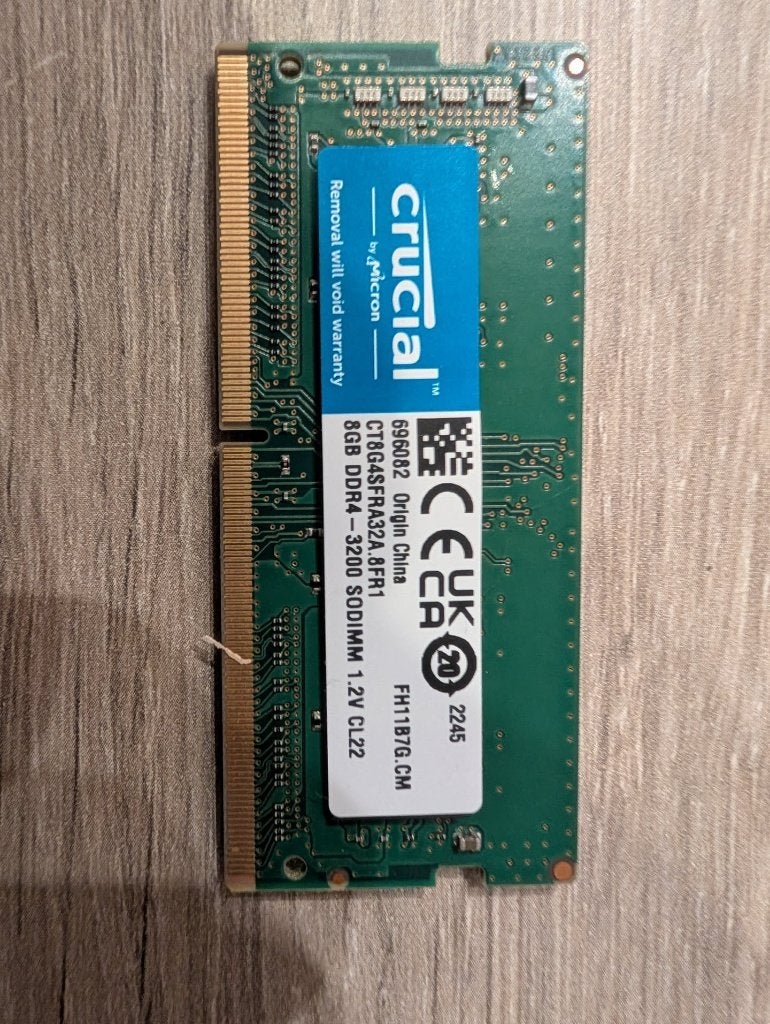 2x Crucial 8GB DDR4-3200 SODIMM, Enlèvement ou Envoi, Comme neuf, DDR4