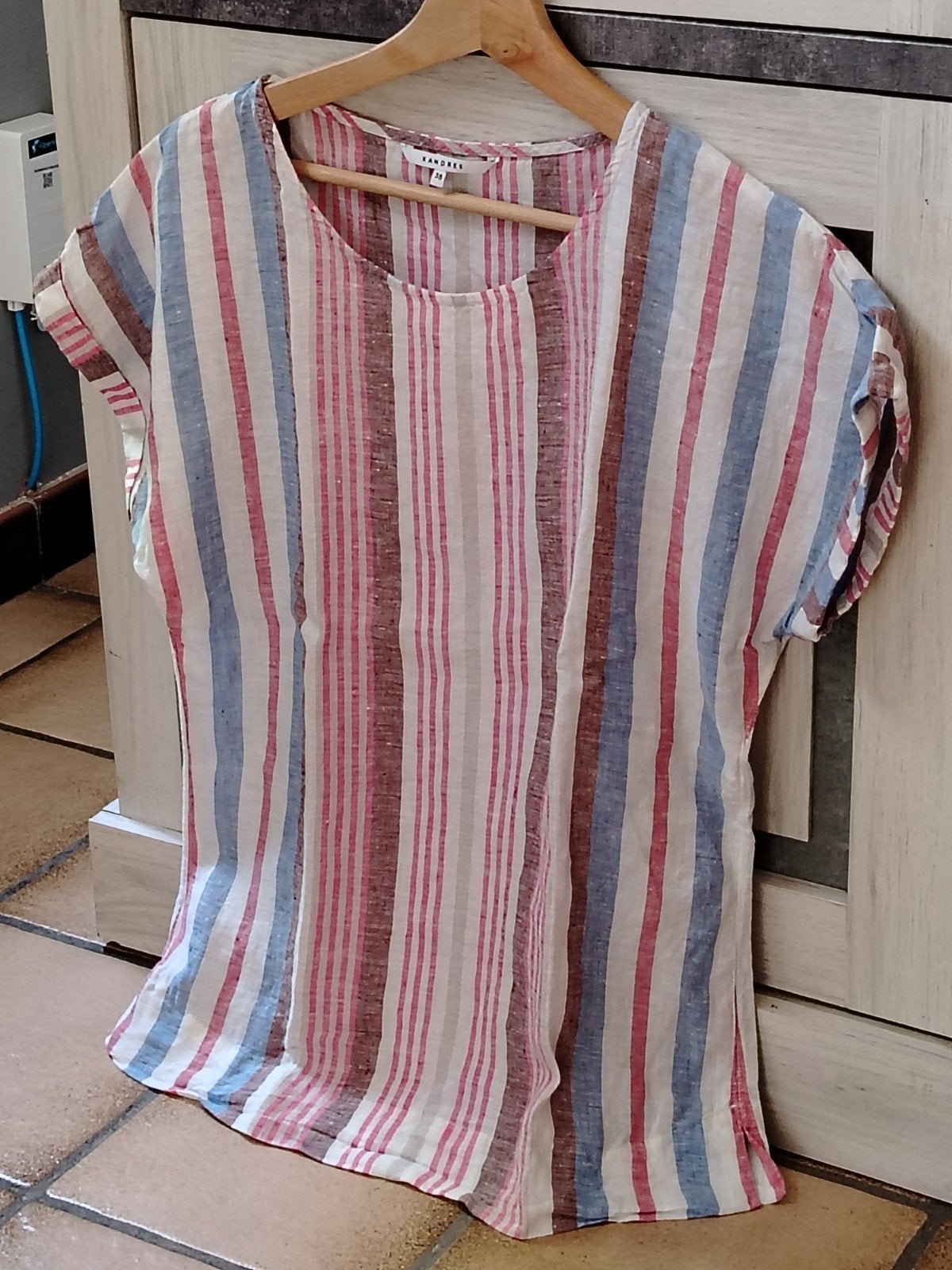 UITVERKOCHT - PRACHTIGE LINNEN ZOMERBLOUSE, Xandres, Ophalen of Verzenden, Gedragen, Maat 38/40 (M)