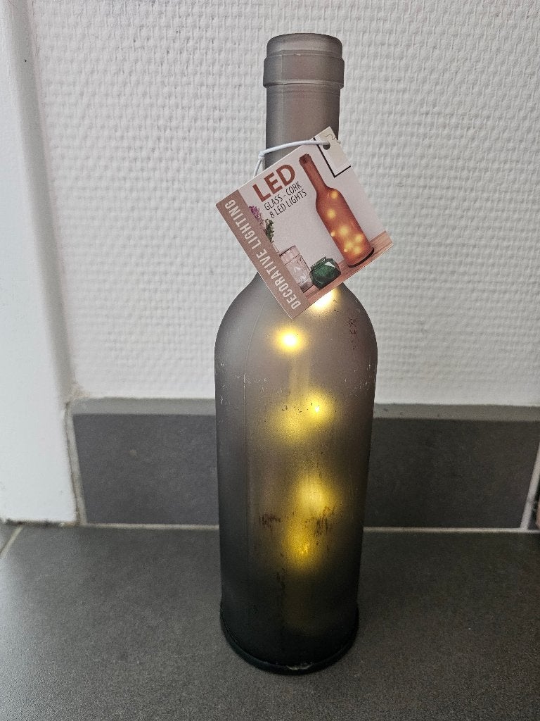 grijze, decoratieve LED-fles, Ophalen of Verzenden, Zo goed als nieuw, Modern, Glas