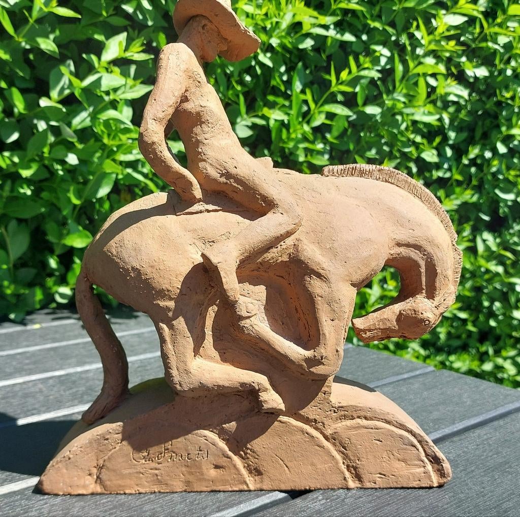 Gesigneerd A.(?) Smets terracotta beeld hoogte 29 cm, Ophalen of Verzenden, Beeld