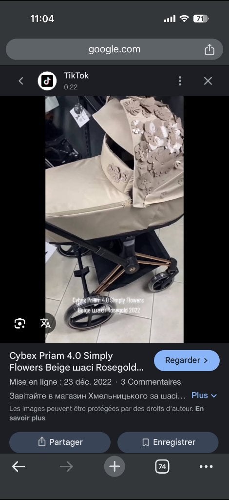 Nacelle Cybex priam beige, Enfants & Bébés, Poussettes & Combinaisons, Neuf, Autres marques, Avec nacelle, Enlèvement