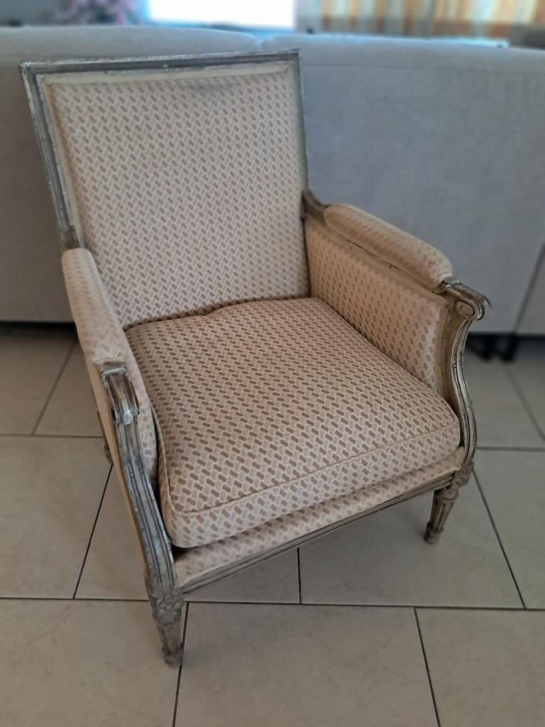 Franse loderwijk stoelen xvl. Creme goud beige, Ophalen