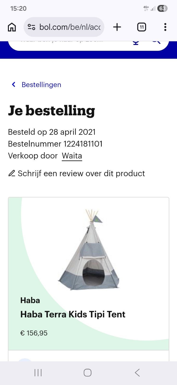 Grote tipi tent in goeie conditie, altijd binnen gestaan, Ophalen