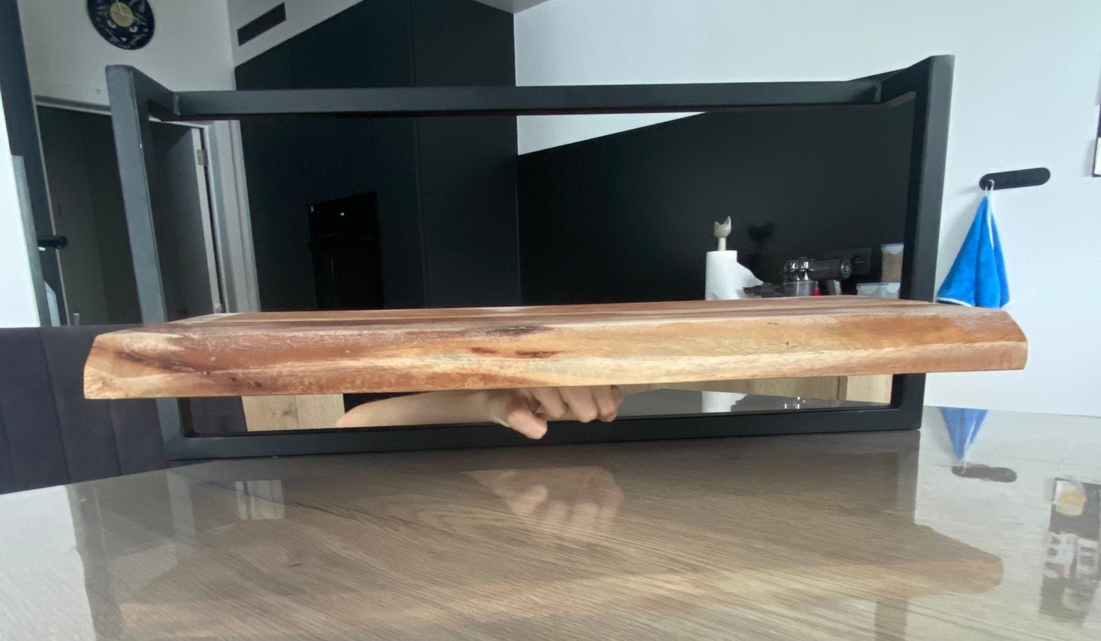 Mahoniehout wandplank, Ophalen, Gebruikt, Zwart