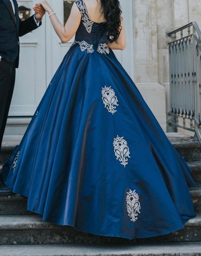 Prachtige koningsblauwe jurk, Kleding | Dames, Ophalen, Zo goed als nieuw, Blauw, Trouwjurk