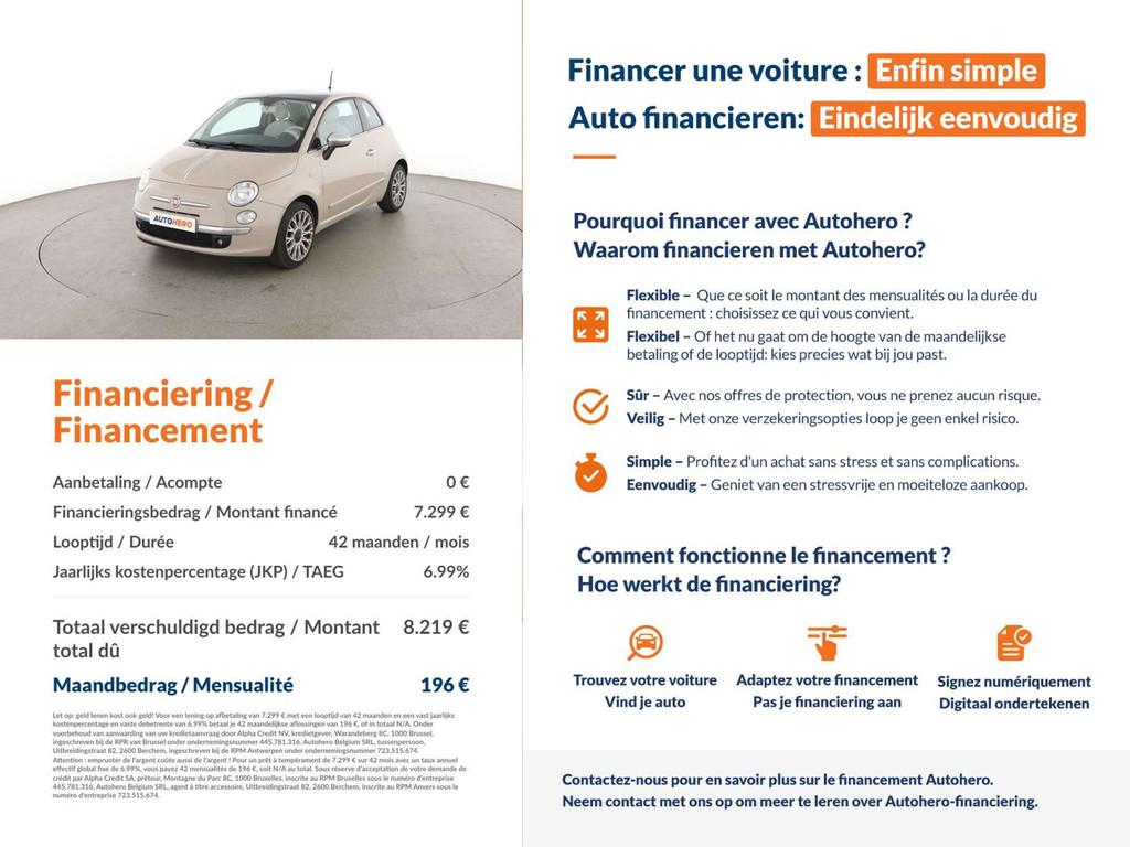 Fiat 500 1.2 Lounge (bj 2015), Voorwielaandrijving, 4 zetels, Gebruikt, 1242 cc