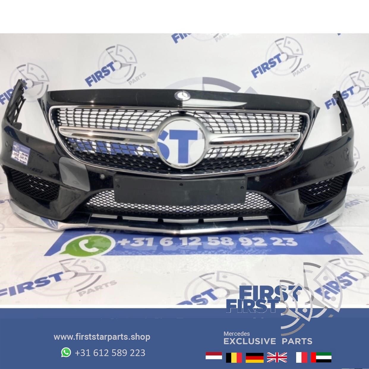 W218 FACELIFT CLS AMG VOORBUMPER COMPLEET + DIAMOND GRIL 201, Gebruikt, -, Voor, Ophalen of Verzenden