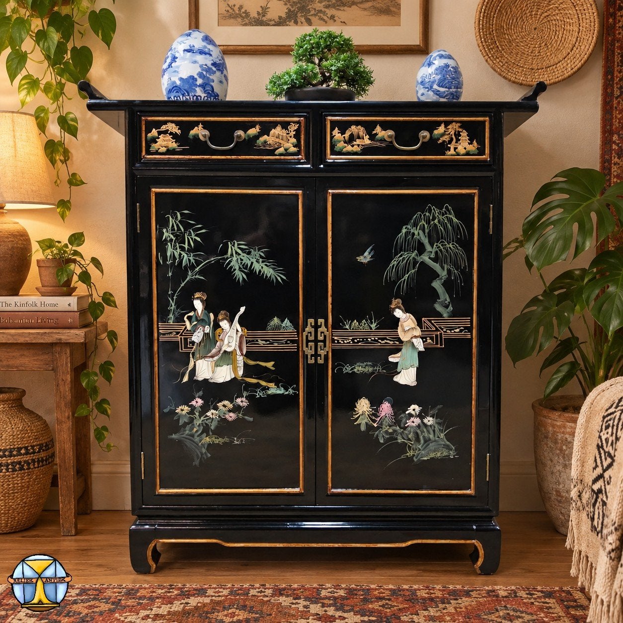 Vintage Chinese sidetable / kastje / lakkast  / bohemian, Huis en Inrichting, 100 tot 150 cm, Ophalen of Verzenden, Zo goed als nieuw