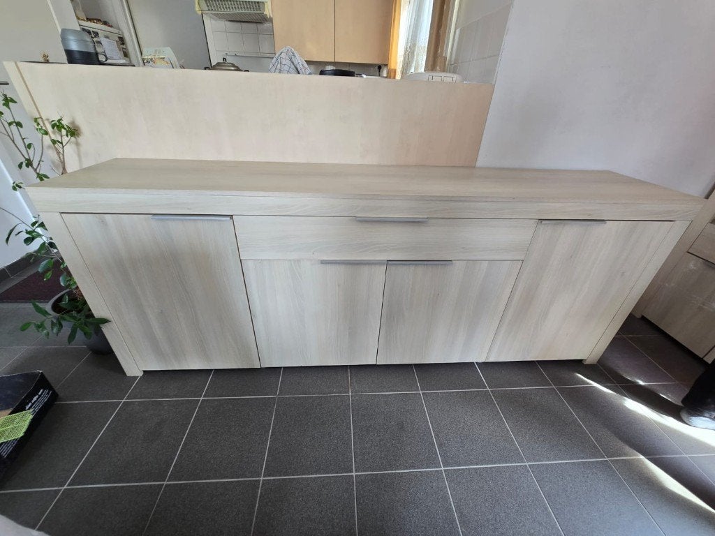 Moderne salon kast in houtlook (81x214x42cm)), Ophalen, Met lade(s), Zo goed als nieuw, Minder dan 100 cm