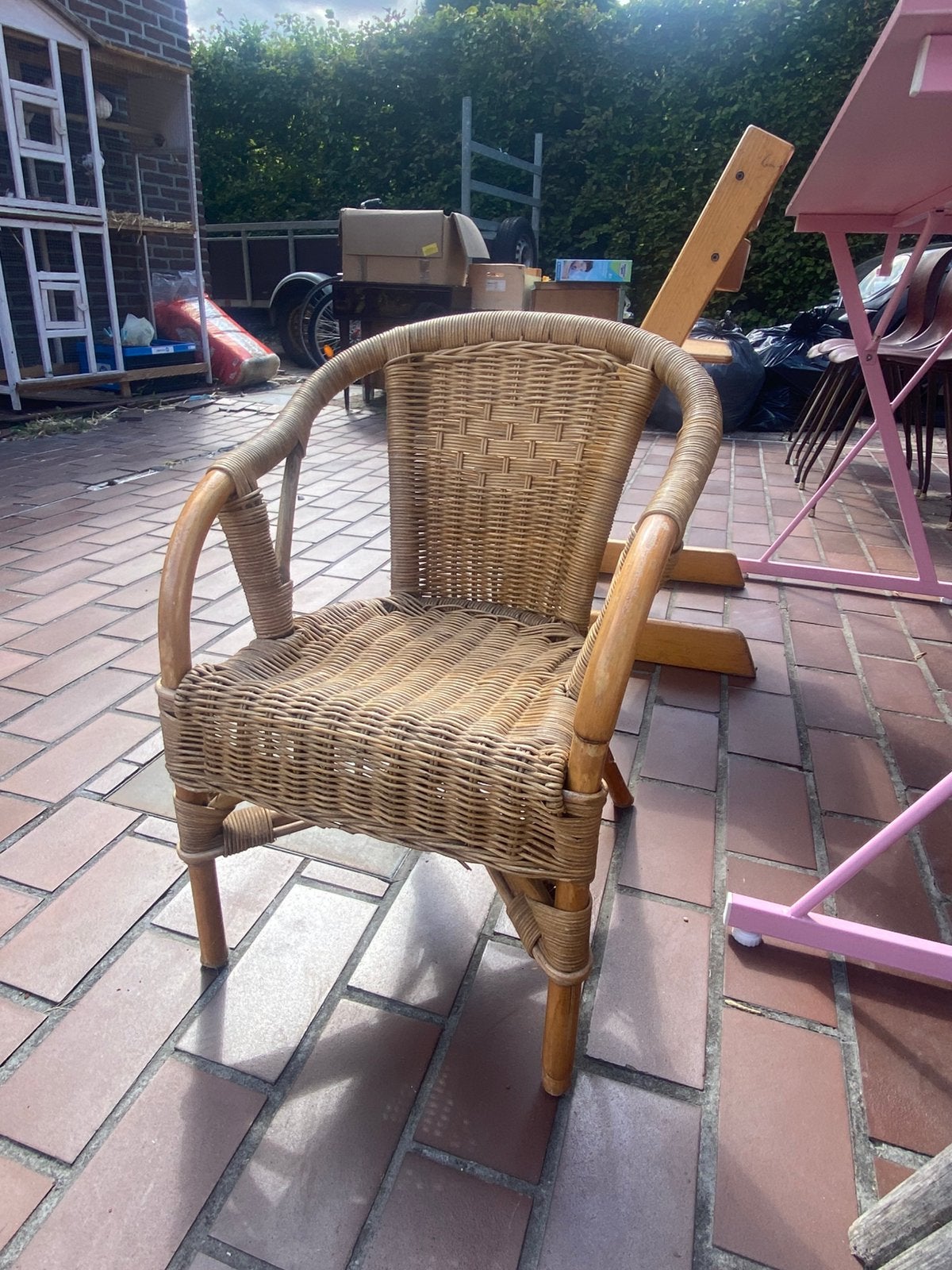 Kinderstoel rotan, Tuin en Terras, Ophalen, Gebruikt, Rotan