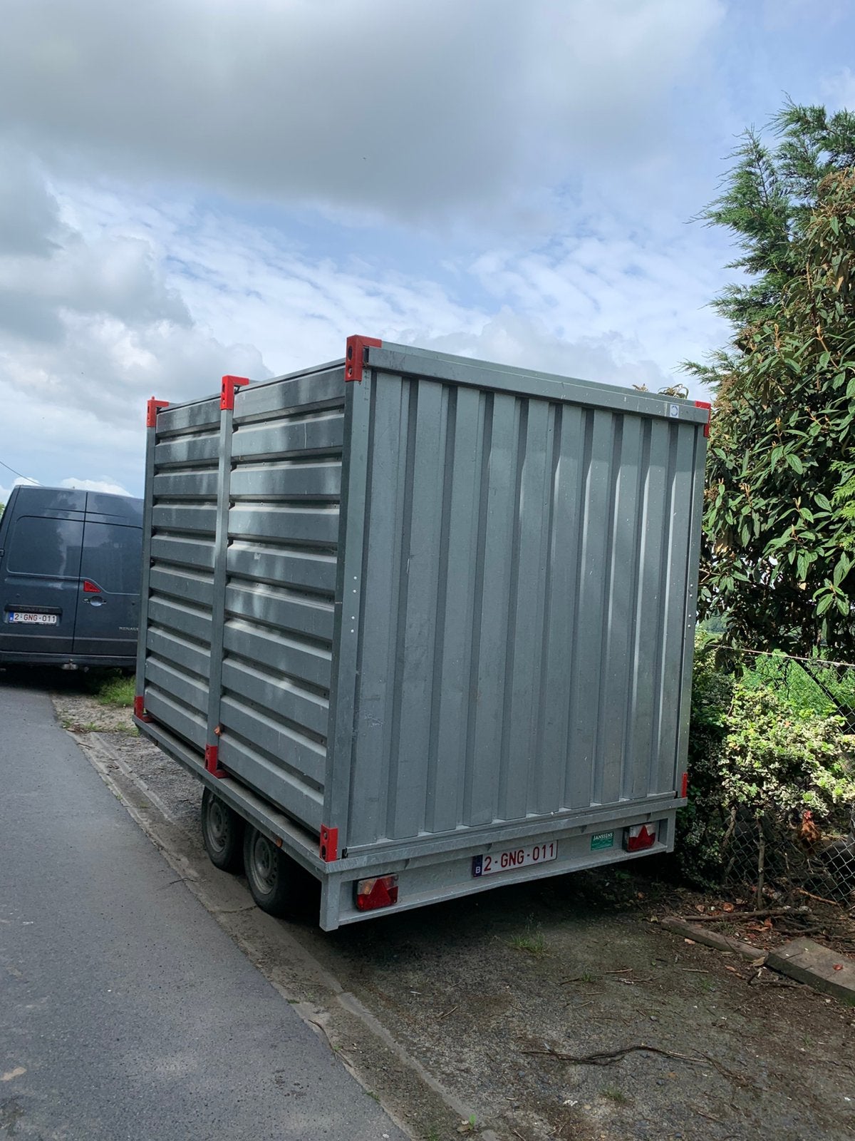 Aanhangwagen met containerbak,3x2x2, Ophalen