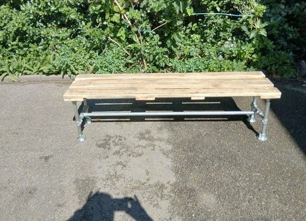 Zitbank galva staal/steigerhout . (3personen), Tuin en Terras, Ophalen, Nieuw, Metaal