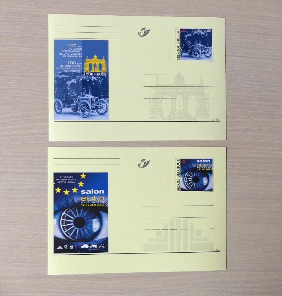 2002 - BK96/97 : 2 briefkaarten Automobielsalons Brussel, Ophalen of Verzenden, Postfris