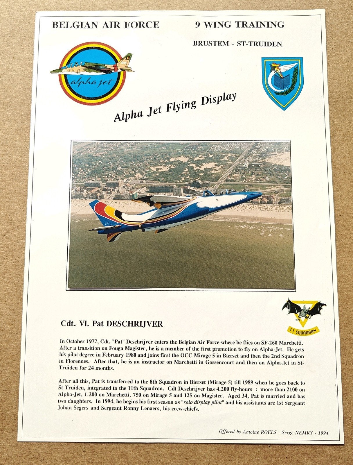 Herdenkingsposter Demonstratievluchten Alpha Jet 1994, Ophalen of Verzenden, Luchtmacht, Foto of Poster