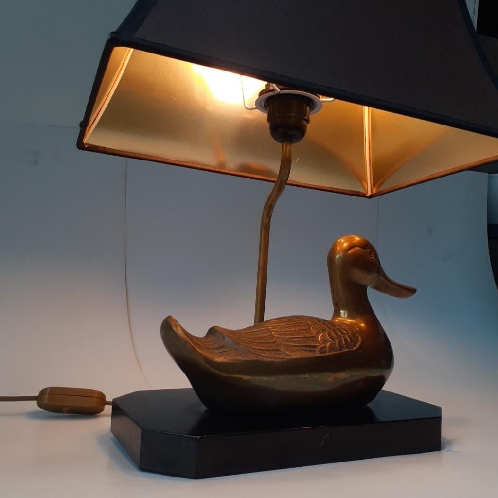 Messing tafellamp jaren 70 in de vorm van een eend, Ophalen, Gebruikt, 50 tot 75 cm, Vintage