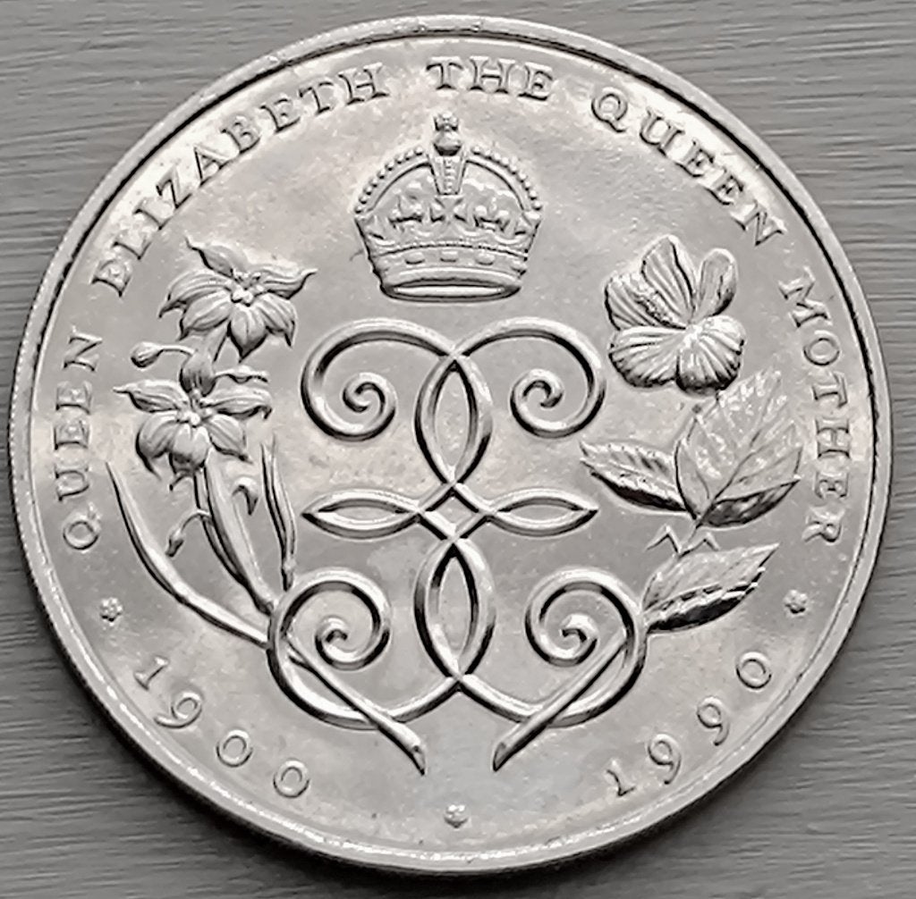 munt Bermuda 1 dollar 1990 : 90e verj. koningin-moeder, Timbres & Monnaies, Enlèvement ou Envoi