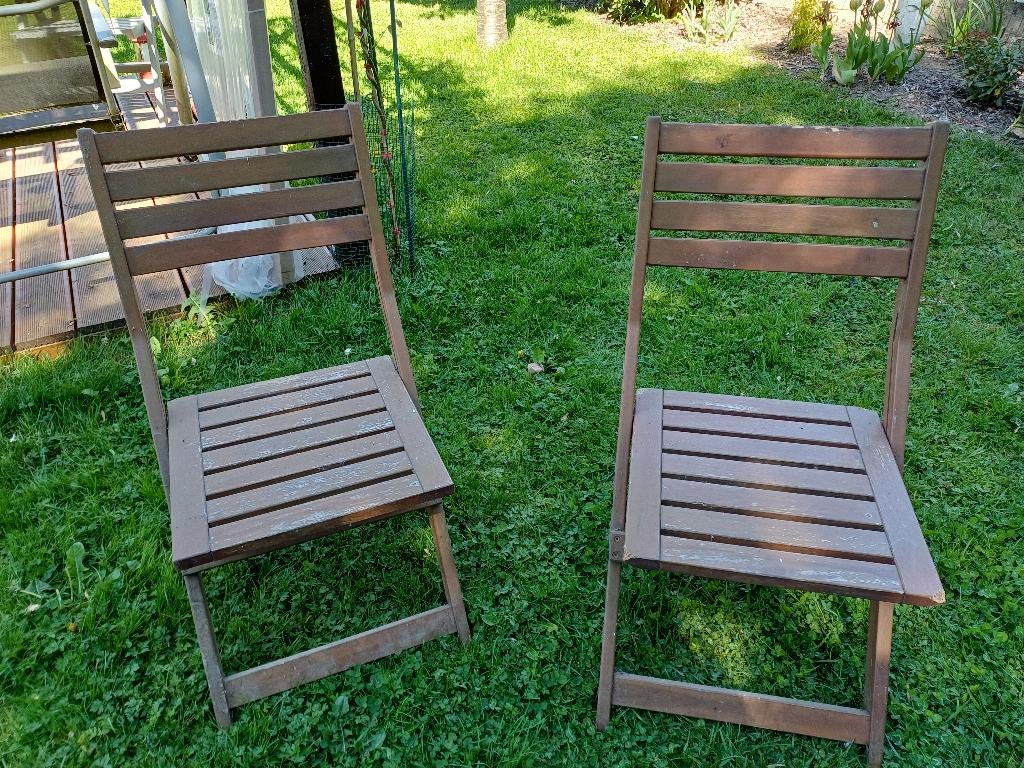 Chaises de jardin pliante en acacia traité, Enlèvement, Comme neuf, Pliant