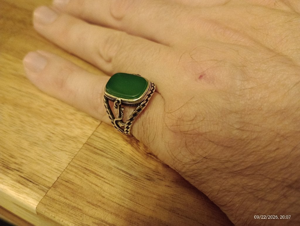 Bague chevalière bijou homme argent et pierre thème marin, Neuf, Enlèvement ou Envoi, Avec pierre précieuse, Homme