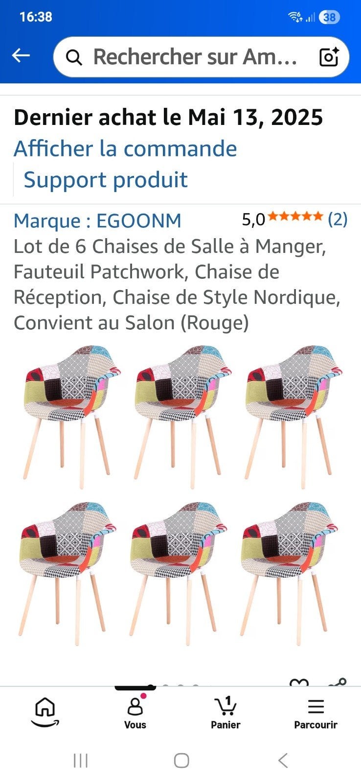 Chaises  patchwork, Maison & Meubles, Chaises, Autres couleurs, Comme neuf, Enlèvement, Cinq, Six Chaises ou plus