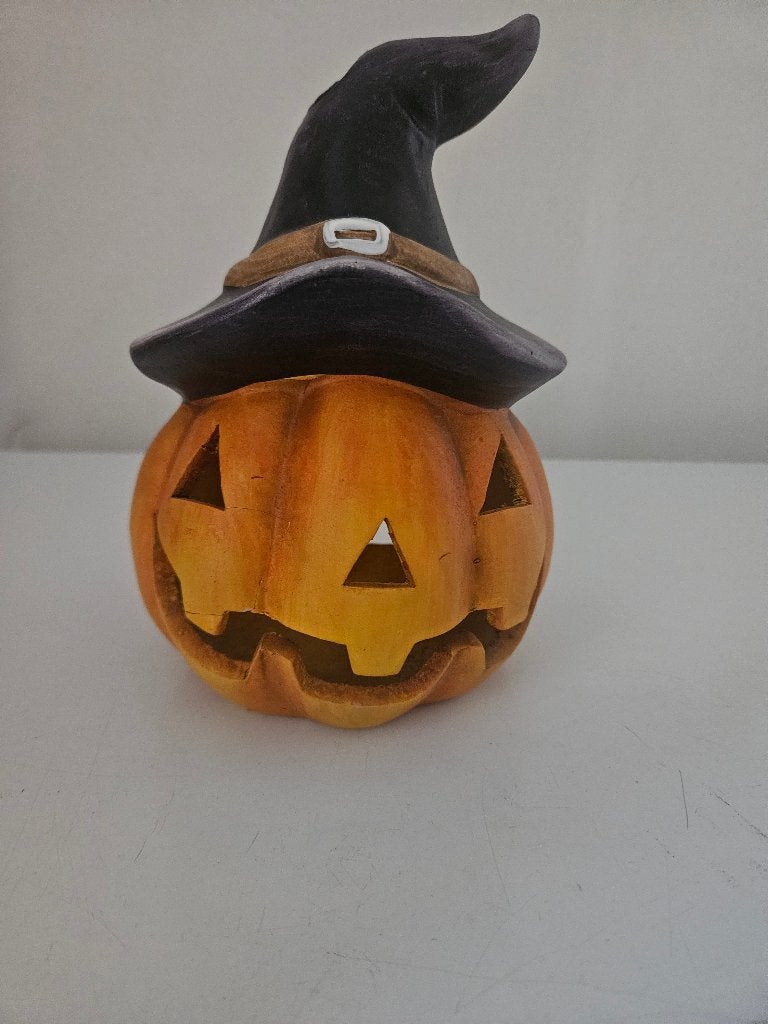 Theelichthouder halloween pompoen, Ophalen