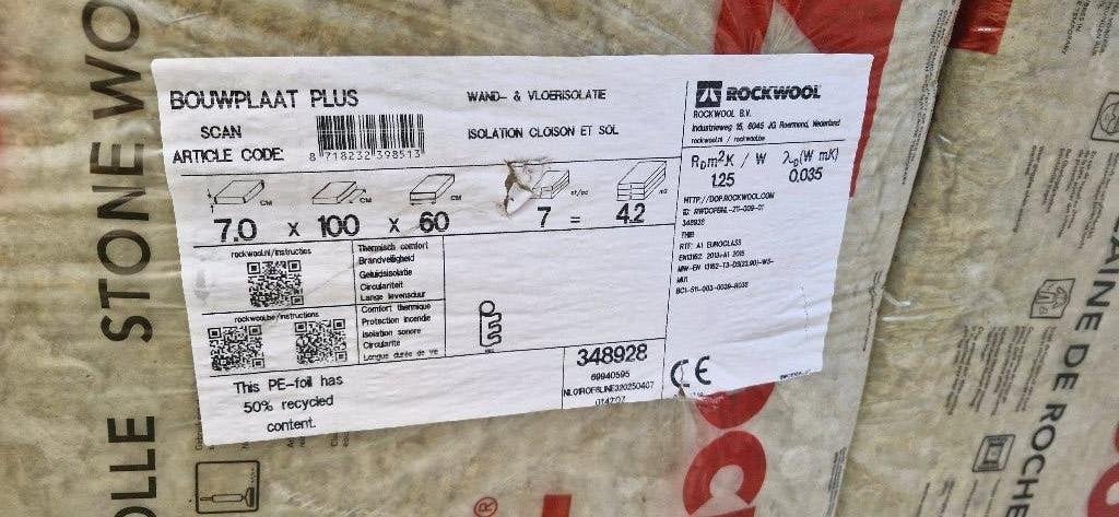 steenwol rockwool, Doe-het-zelf en Bouw, Isolatie en Afdichting, Ophalen, Nieuw, Steenwol, 4 tot 8 cm