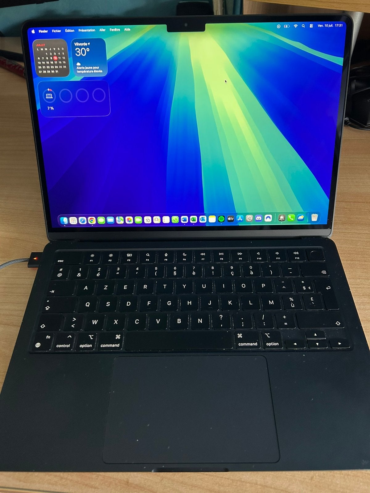 MacBook Air 13” M2 2022, Informatique & Logiciels, 256 GB, Comme neuf, Azerty, 8 GB