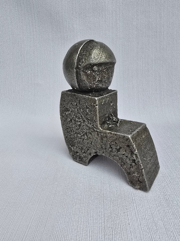 Willy Ceysens - abstract sculptuur, boekensteun - aluminium, Grijs, 17 cm, Beeld, Ophalen of Verzenden