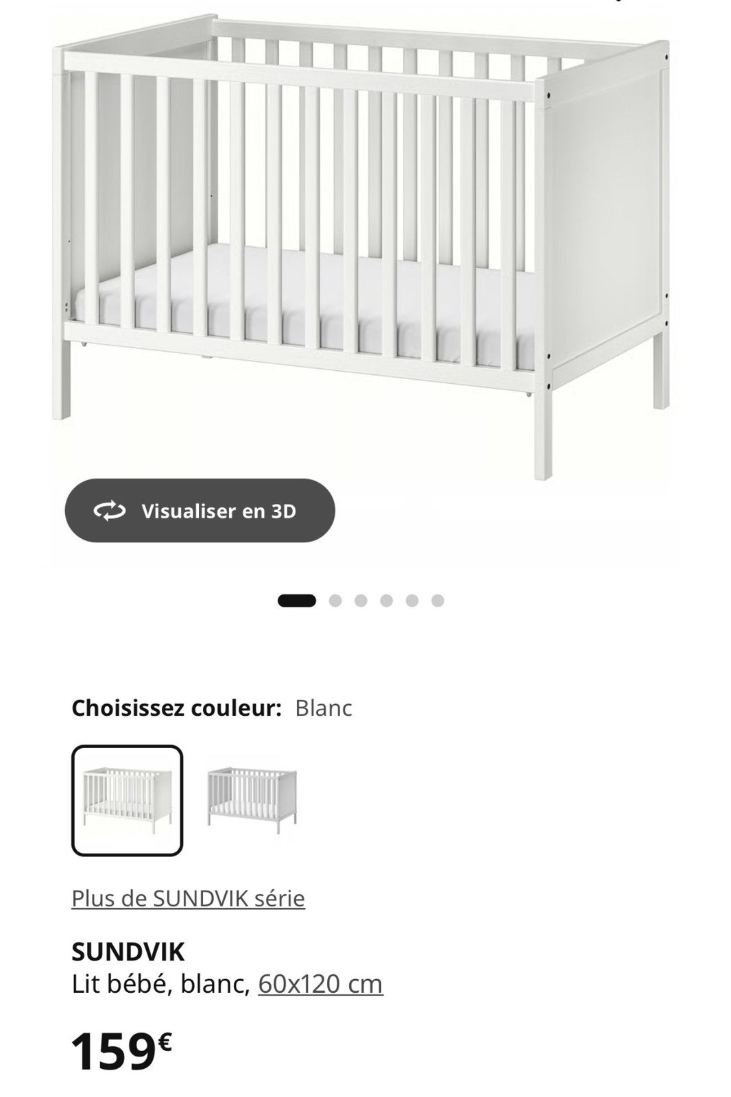 LIT BEBE IKEA, Enfants & Bébés, Enlèvement, Comme neuf, Lit