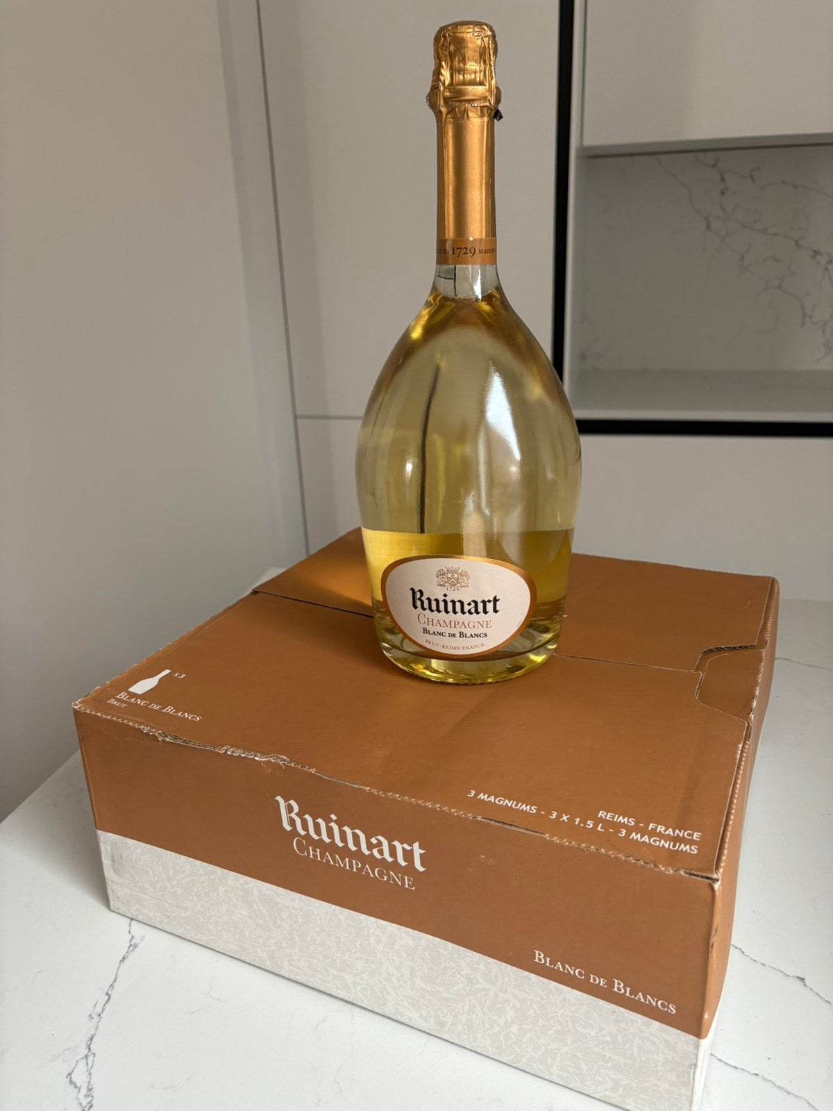 4 bouteilles Ruinart Blanc de Blancs Magnum 1,5 L, Collections, Enlèvement ou Envoi, Comme neuf, Champagne