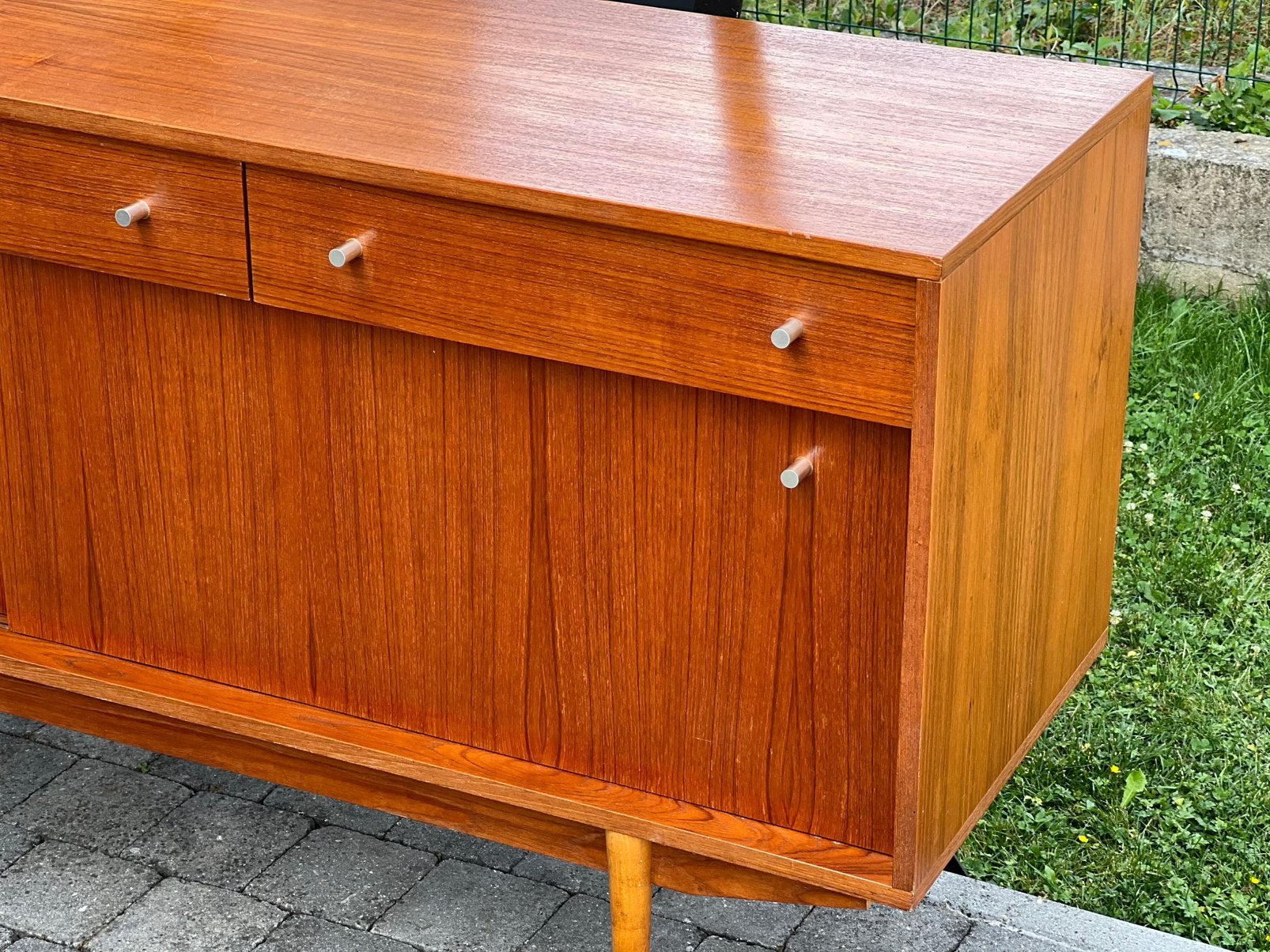 Enfilade vintage en teck scandinave 60’s, Maison & Meubles, Armoires | Dressoirs, Utilisé, Teck, Enlèvement