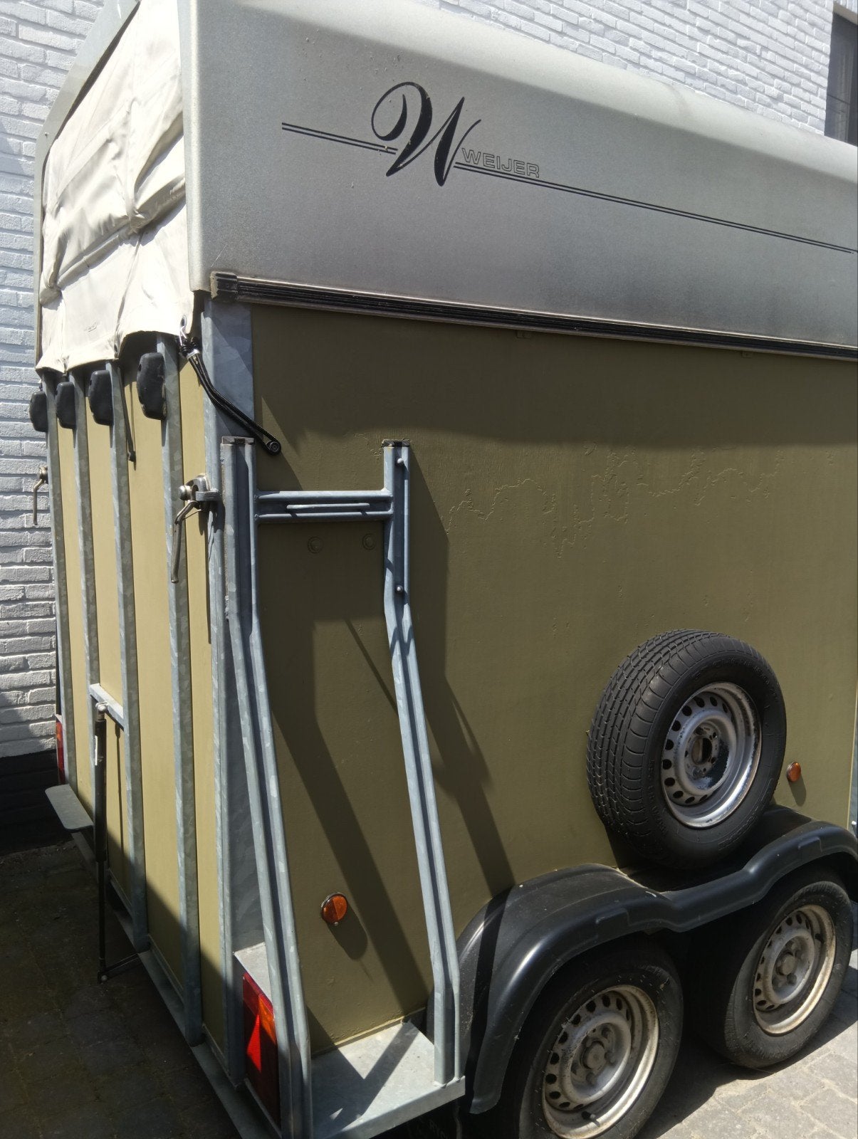 Weijer 2-paards trailer, Ophalen, Gebruikt, Hout, 2-paards trailer