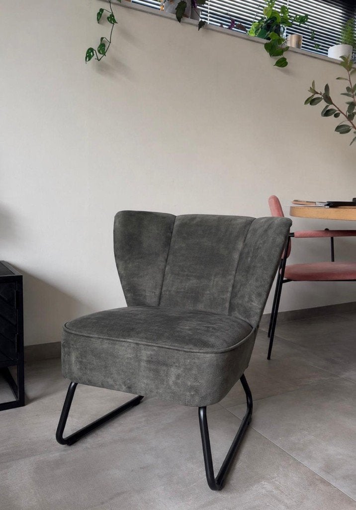 Donkergroene fauteuil (+ 1 gratis), Ophalen, Gebruikt, Minder dan 75 cm, Stof