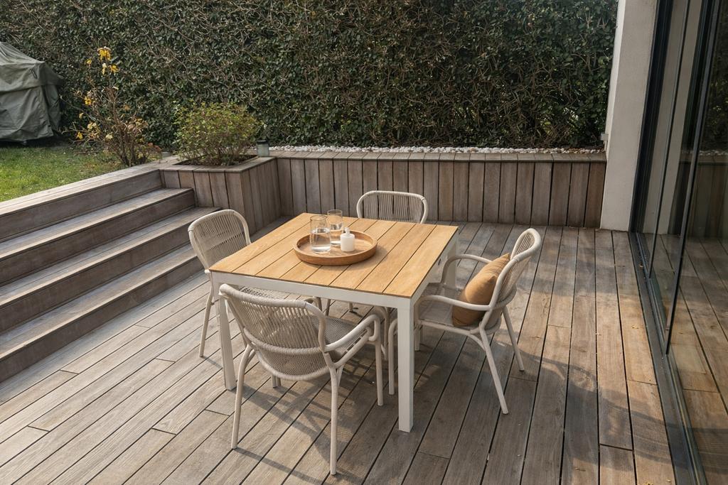 TRIBU Natal Alu Teak Tuin Eettafel vierkant, Ophalen, Gebruikt, Vierkant, Aluminium