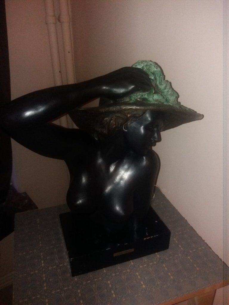 oud bronze borst beeld, Antiek en Kunst, Ophalen of Verzenden, Brons