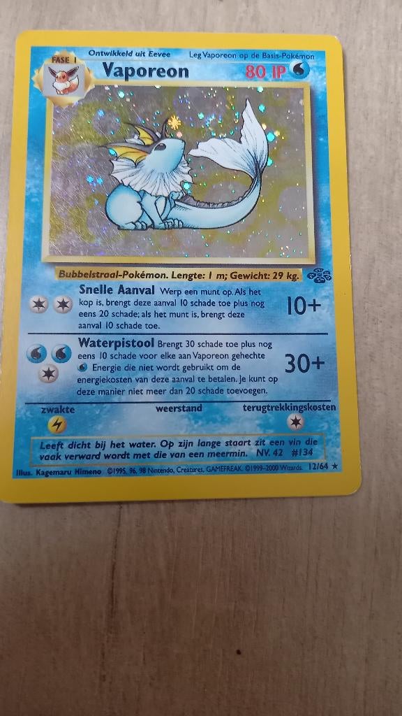 Pokemonkaart Vaporeon, Enlèvement, Neuf, Cartes en vrac