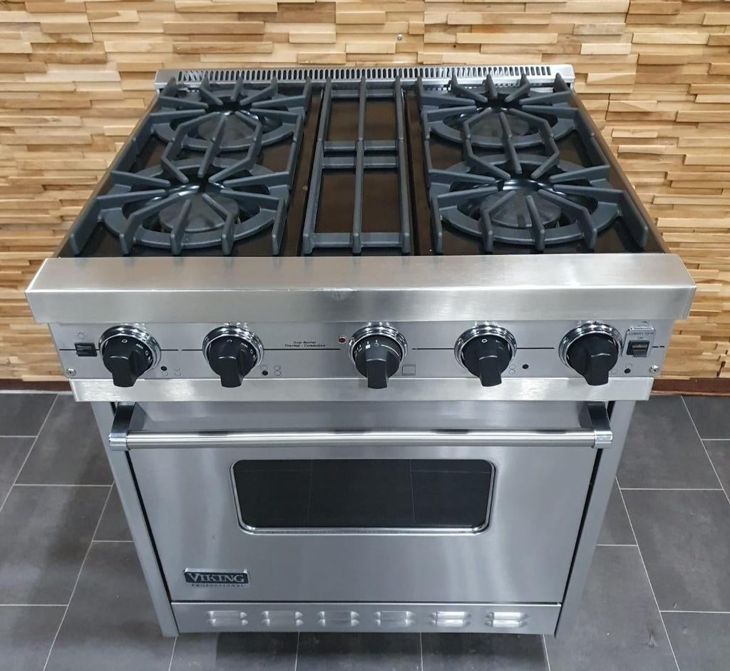 🔥Luxe Viking Fornuis 76cm rvs 4 pits 1 GASOVEN, Ophalen, 60 cm of meer, Zo goed als nieuw, Energieklasse A of zuiniger