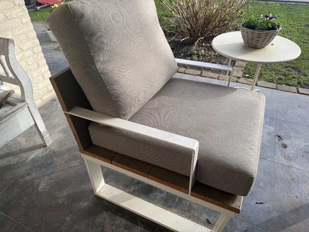 Hoek Loungeset met vuurtafel, Tuin en Terras, Ophalen, Overige materialen, 6 zitplaatsen, Zo goed als nieuw