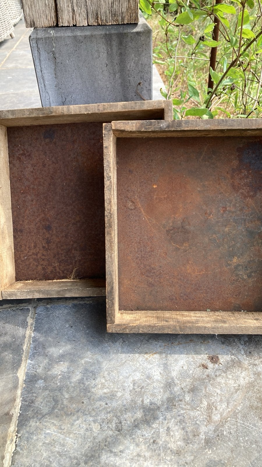 2 oude houten bakjes, Antiek en Kunst, Ophalen