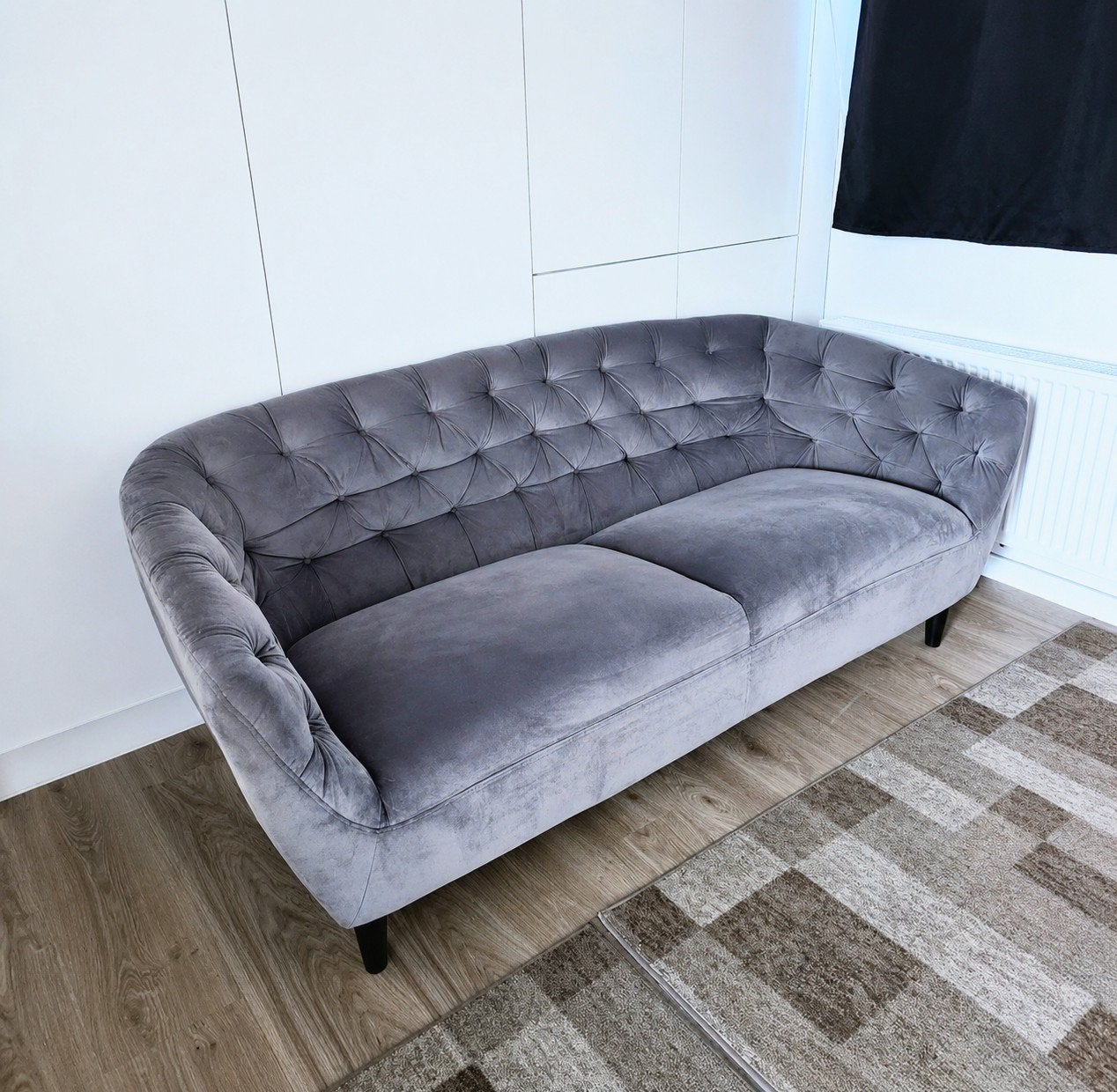 Zetel Thyrza 3-zits - fluweel - grijs, Huis en Inrichting, Ophalen