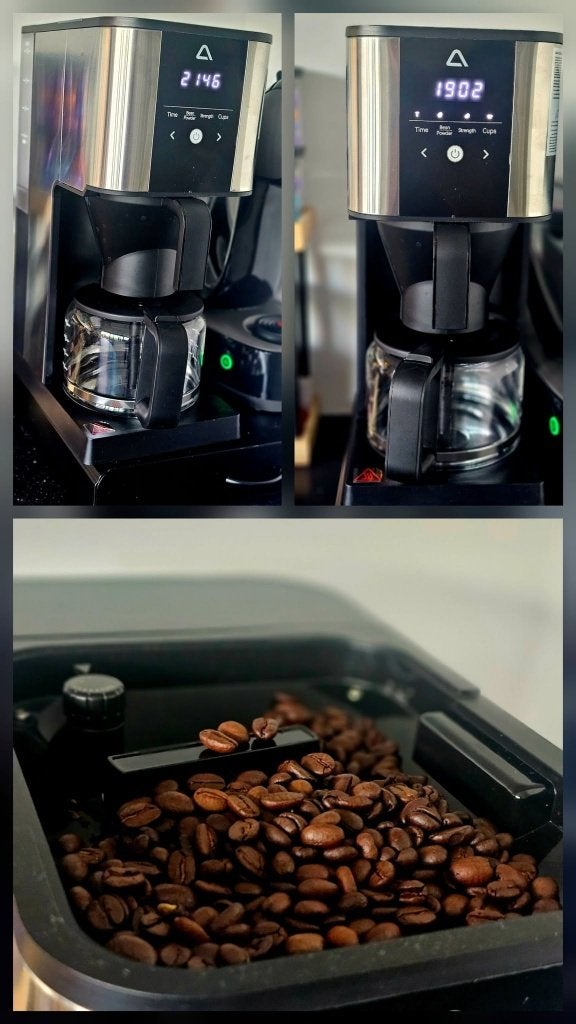 Koffiemachine met Bonen en Filterkoffie, Elektronische apparatuur, Ophalen, Zo goed als nieuw, Koffiemachine, Gemalen koffie