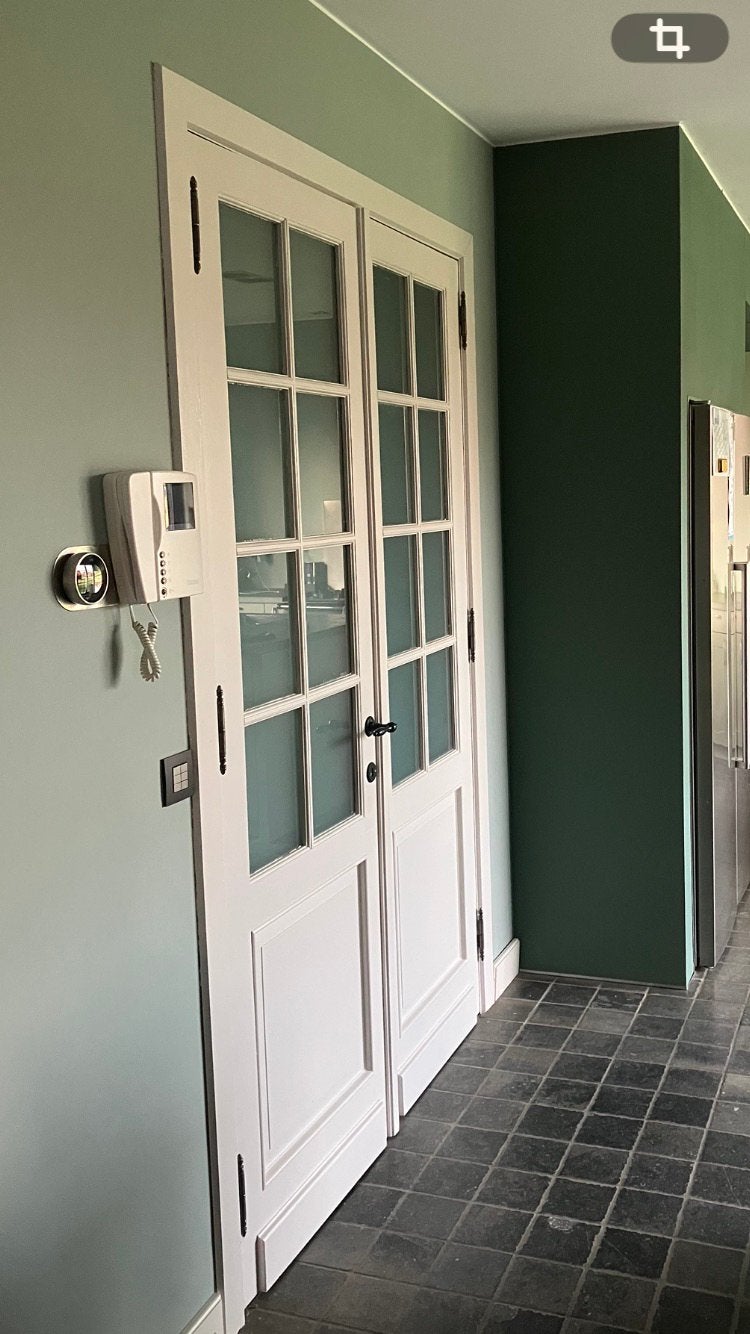 Dubbele houten deur, Doe-het-zelf en Bouw, Deuren en Vliegenramen, Ophalen, Gebruikt, Binnendeur, Glas