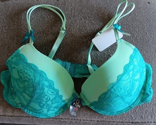 Soutien gorge 85B bleu vert push-up NEUF, Enlèvement ou Envoi, Bleu, Soutien-gorge