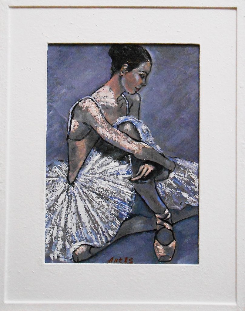 « Ballerine », Textile, Peinture à l'huile, Encadré, Portrait
