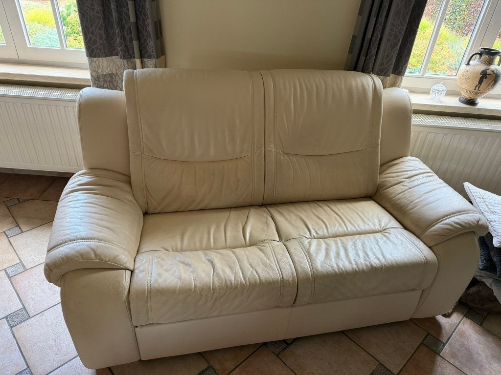 lederen zetel 2zit (relaxfunctie)+ 2zit, Ophalen, Gebruikt, Tweepersoons, Leer