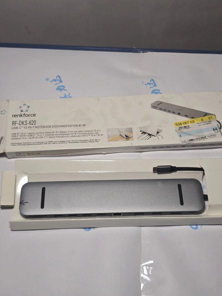 Renkforce USB-C 13-in-1 notebook docking station 87W, Verzenden, Zo goed als nieuw, Docking station, Renkforce